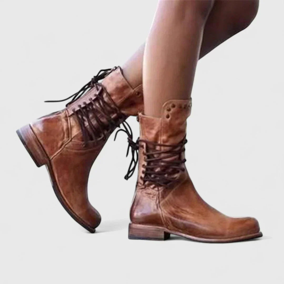 Theano - Botine din piele cu șireturi pentru un stil clasic