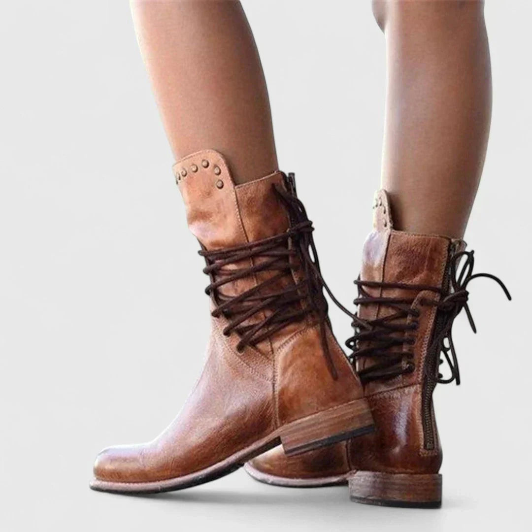Theano - Botine din piele cu șireturi pentru un stil clasic