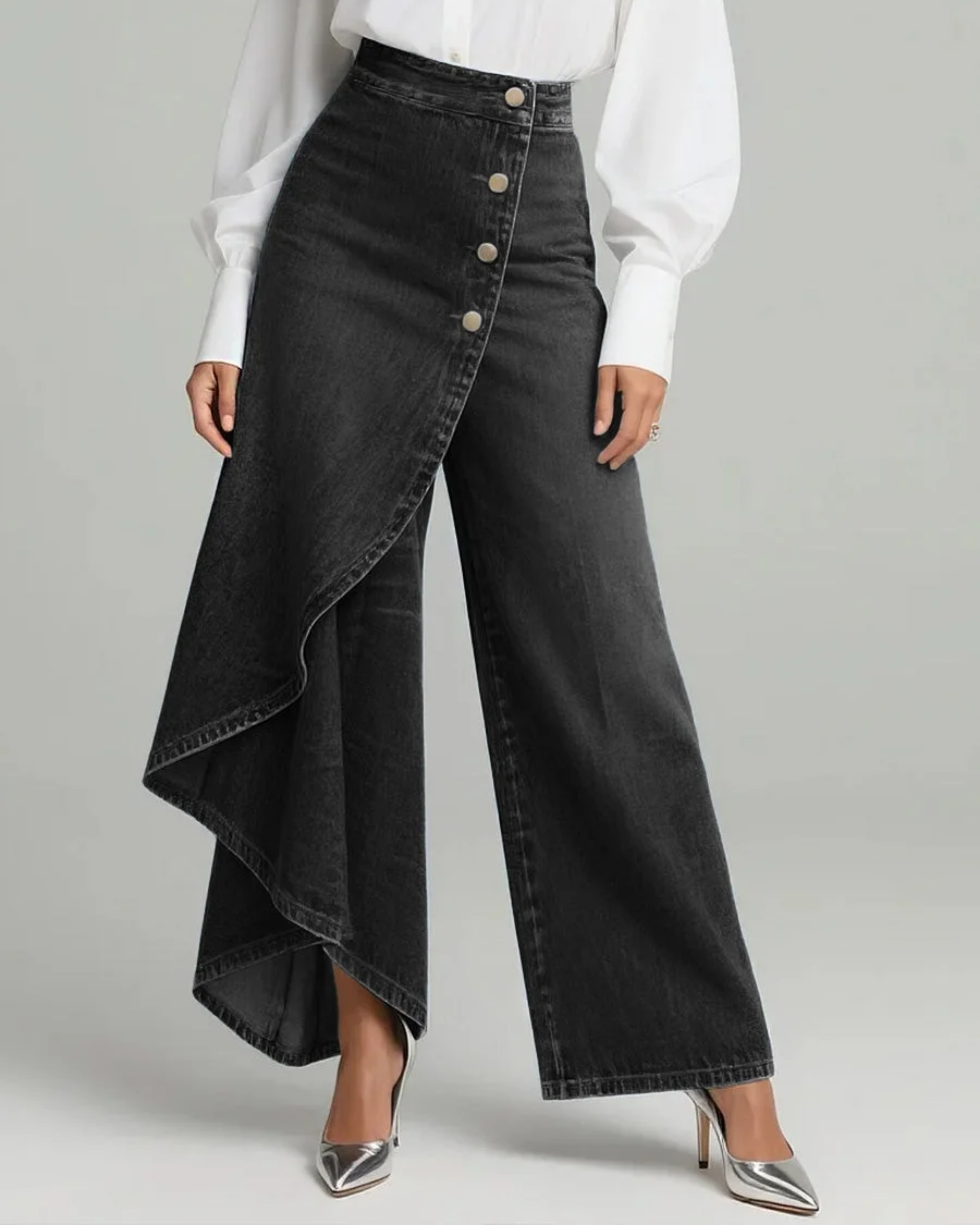 Audrey™ | Pantaloni din denim cu detaliu nod