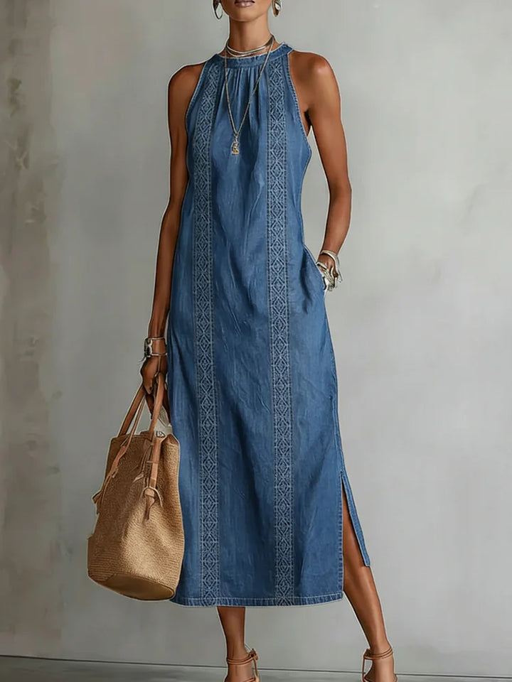 Julia | Robe en Jean avec Détails en Dentelle Rétro