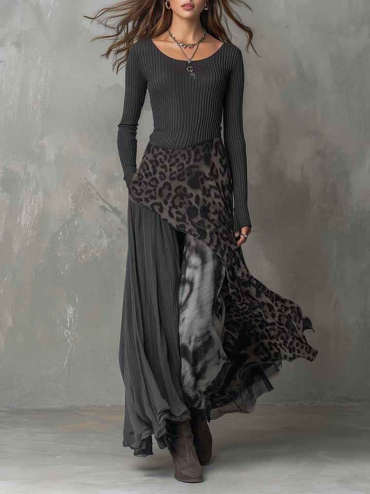 Bárbara | Robe maxi bohème à motif animalier