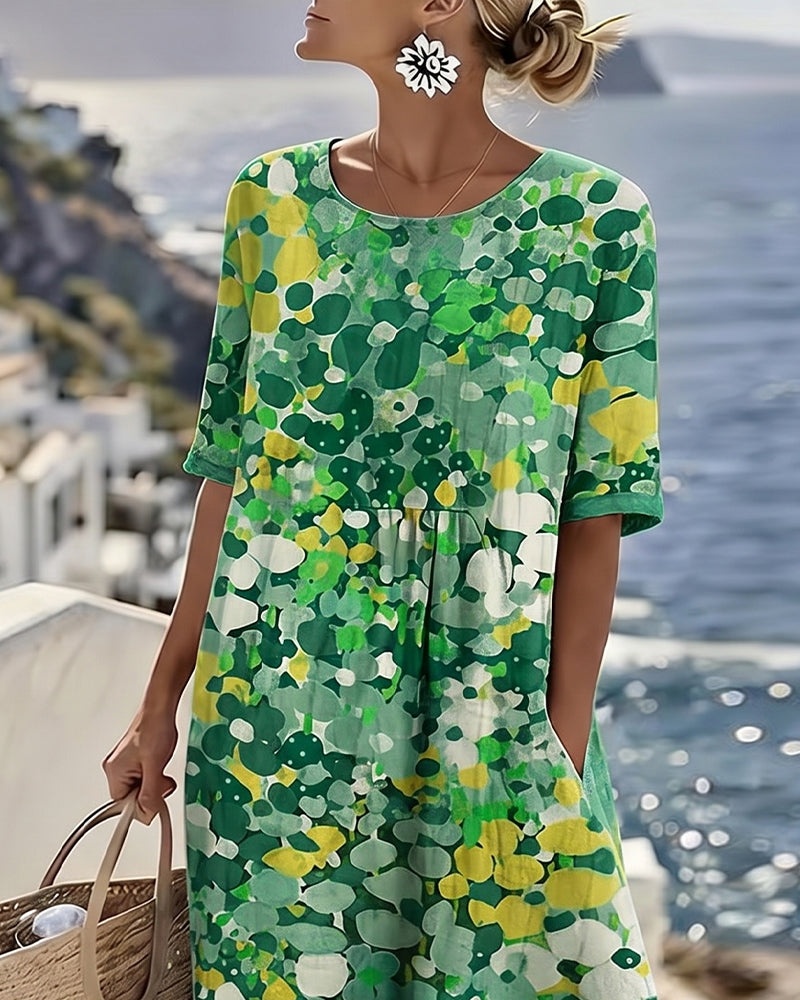 Rochie midi florală, confortabilă și airy