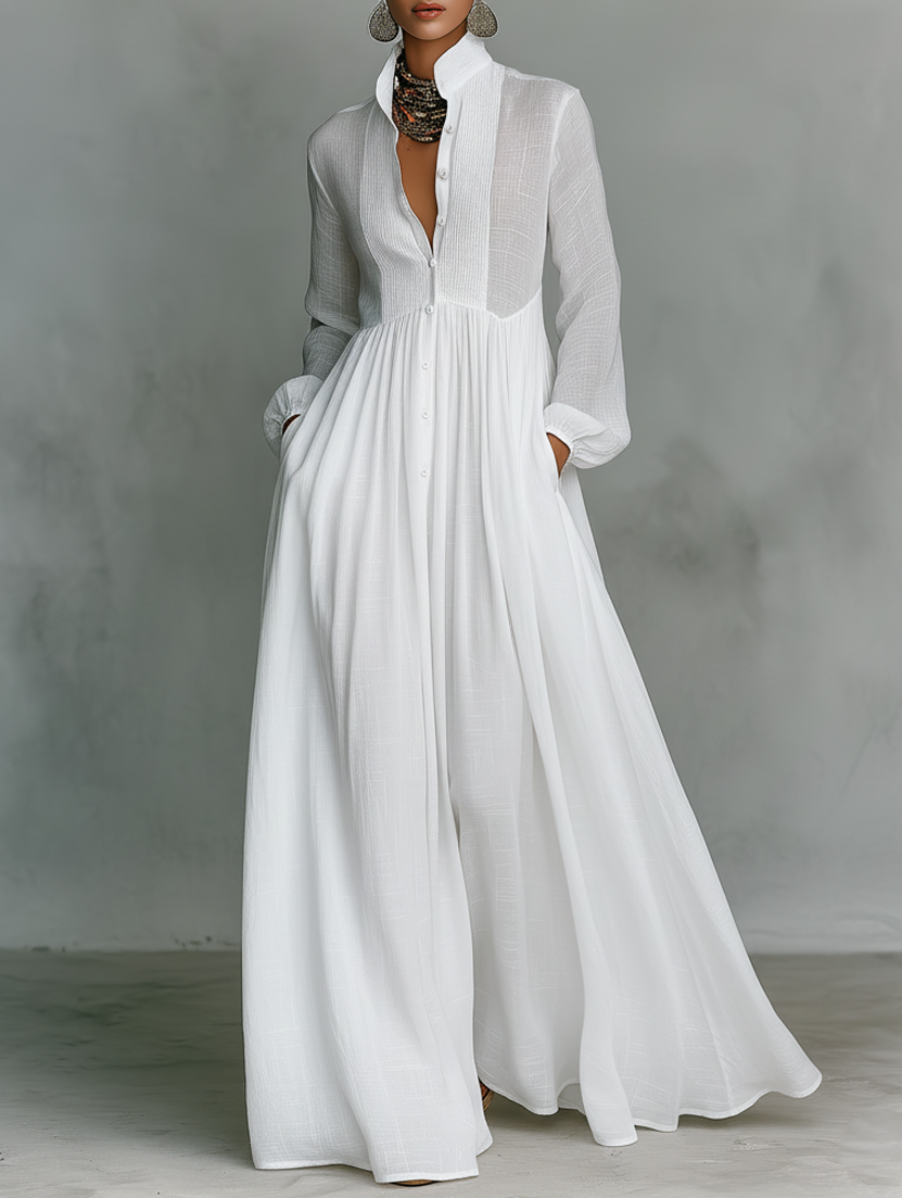 Selena | Robe Maxi à Boutons Frontaux Fluides