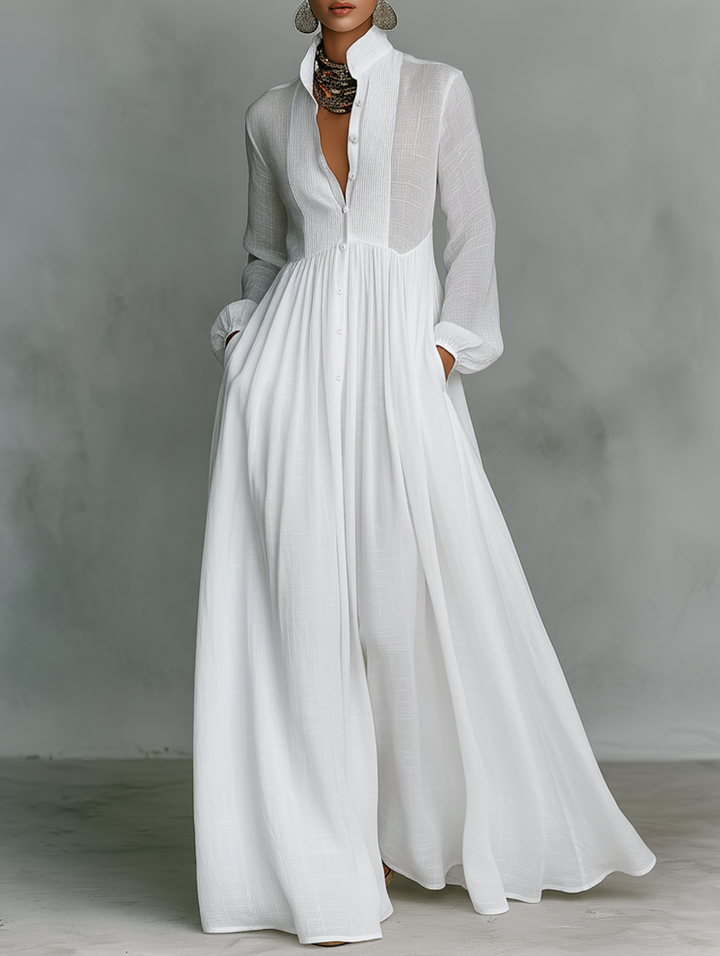 Selena | Robe Maxi à Boutons Frontaux Fluides