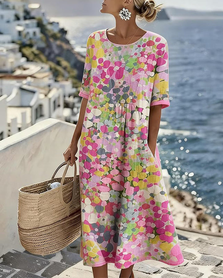 Flora | Ample Midi Robe à Motif Floral