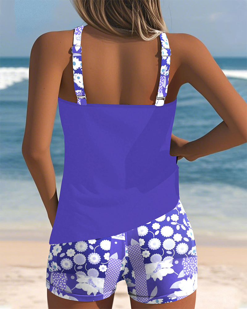 Tina | Tankini Fleuri pour Femme – Bretelles Réglables & Short Douillet