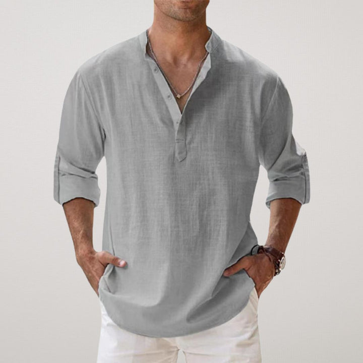 Ethan - Chemise Henley en coton effet lin