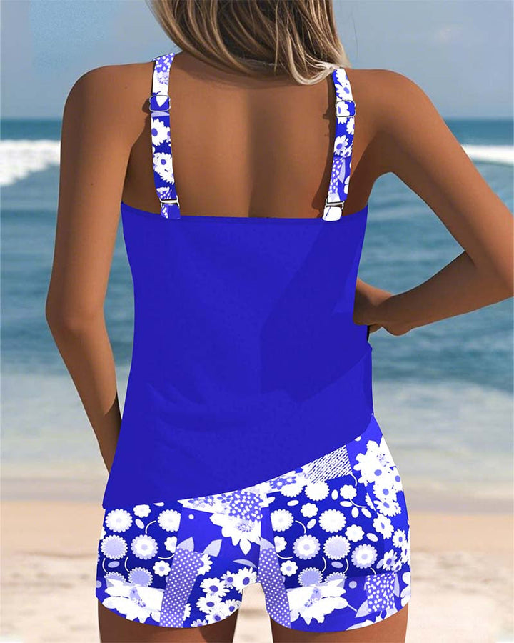 Tina | Tankini Fleuri pour Femme – Bretelles Réglables & Short Douillet
