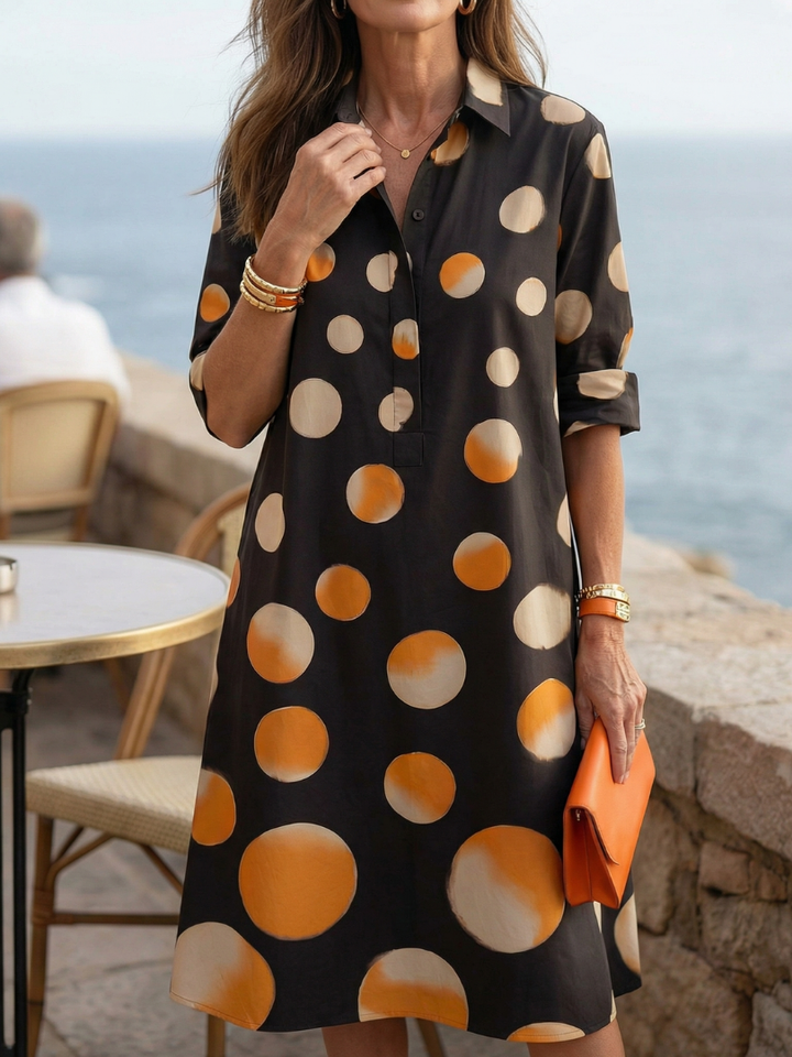 Verónica | Robe à pois en teintes de coucher de soleil