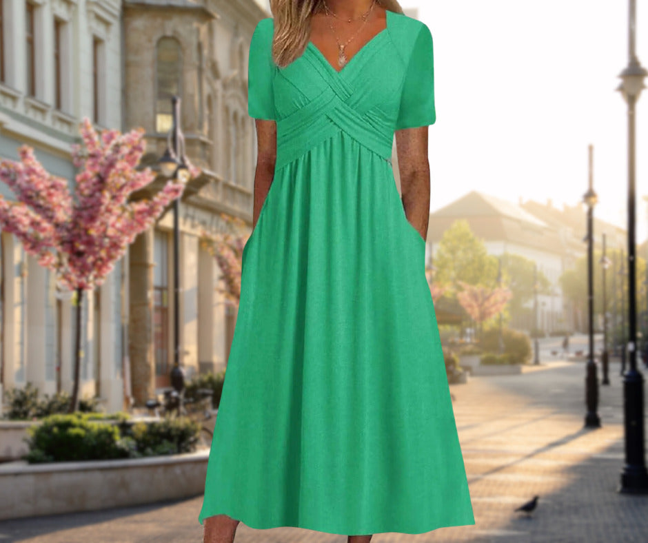 Amalia | Élégante robe midi à silhouette croisée
