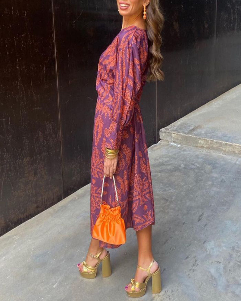 Isadora™ – Élégante Robe Midi au Motif Classique