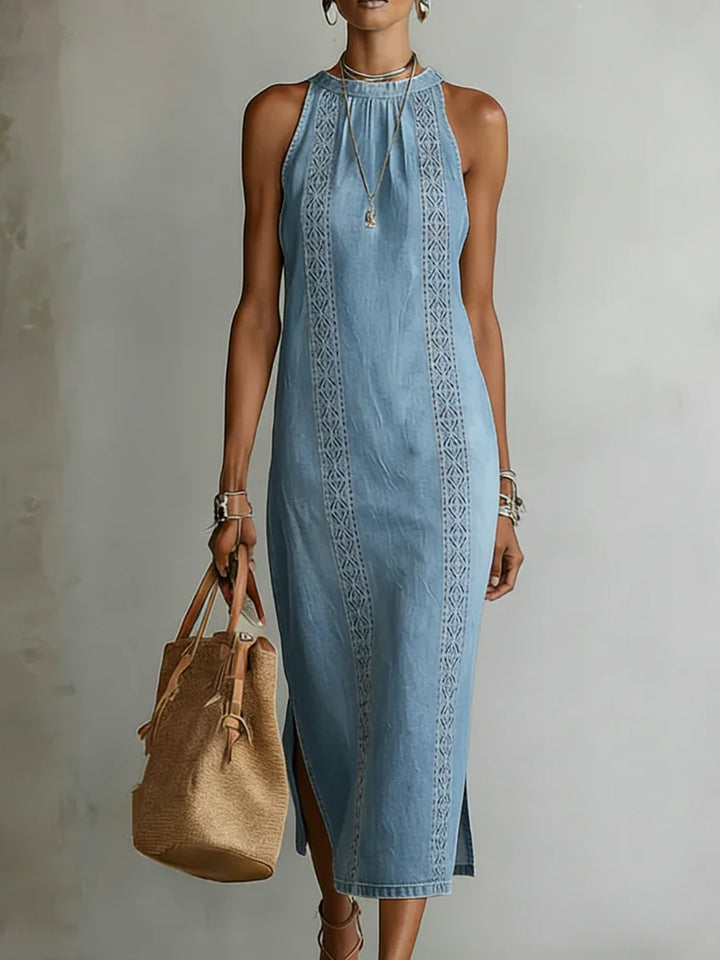 Julia | Robe en Jean avec Détails en Dentelle Rétro