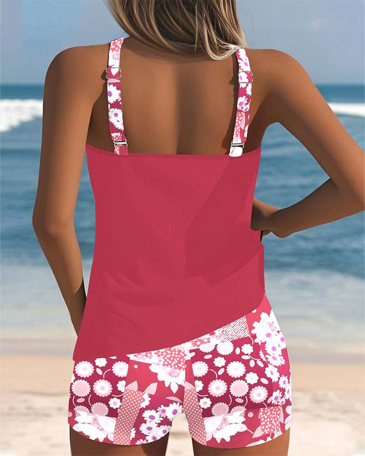 Tina | Tankini Fleuri pour Femme – Bretelles Réglables & Short Douillet