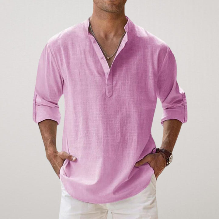Ethan - Chemise Henley en coton effet lin