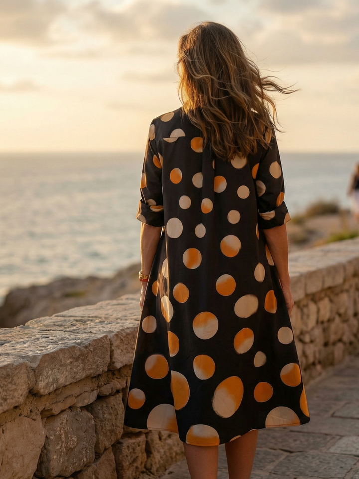 Verónica | Robe à pois en teintes de coucher de soleil