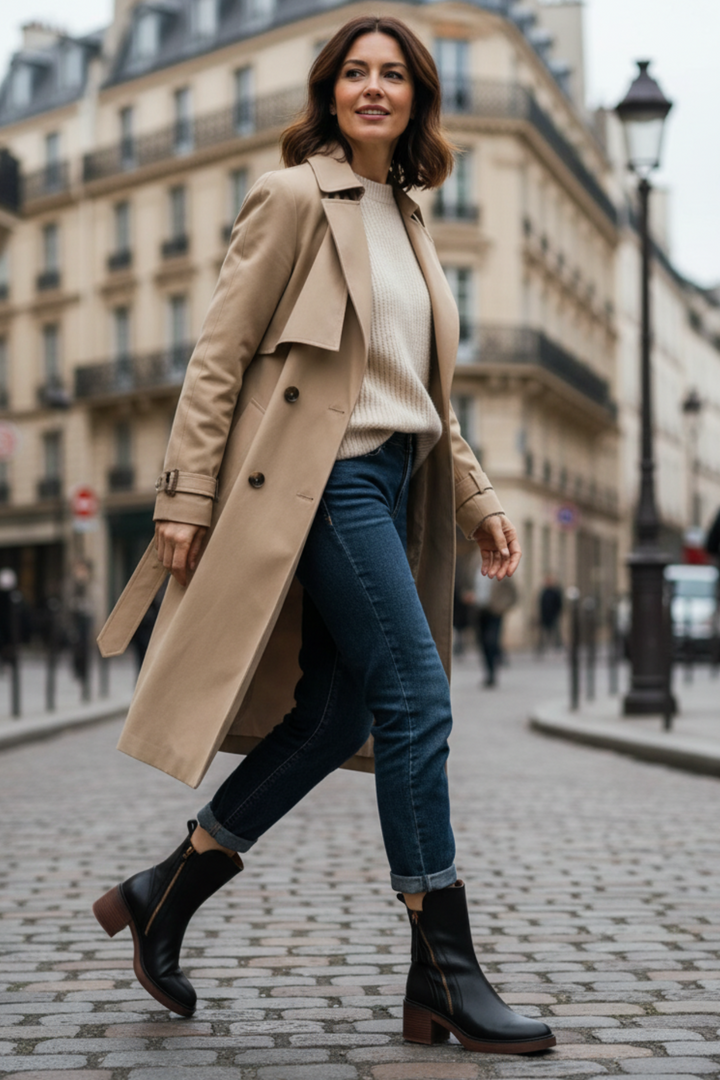 Céleste - Botte en cuir noire avec un talon confortable, élégante et intemporelle