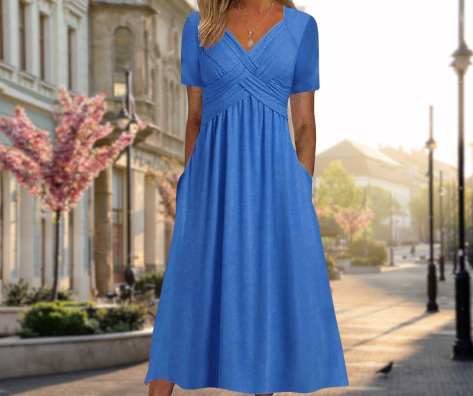 Amalia | Élégante robe midi à silhouette croisée