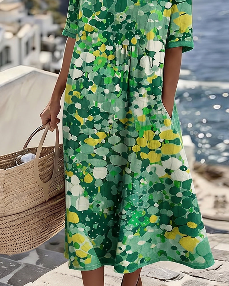 Flora | Ample Midi Robe à Motif Floral