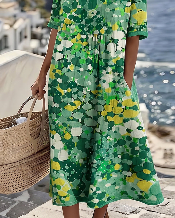 Flora | Ample Midi Robe à Motif Floral