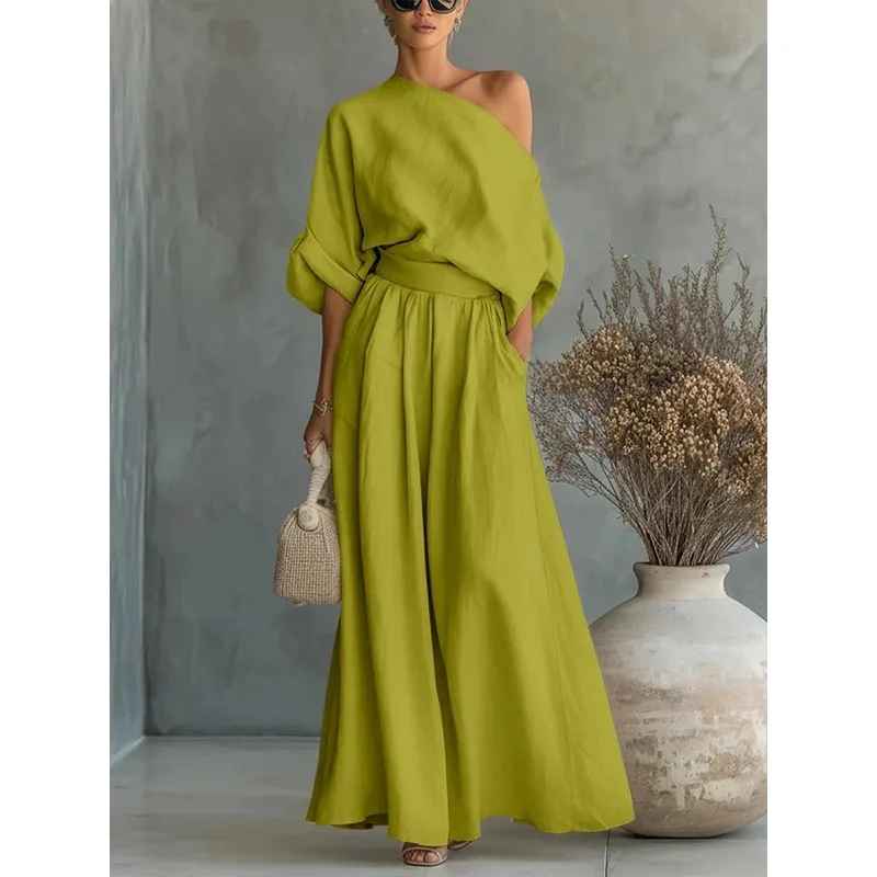 Lisa | Ensemble Doux Off-Shoulder avec Pantalons Ajustés