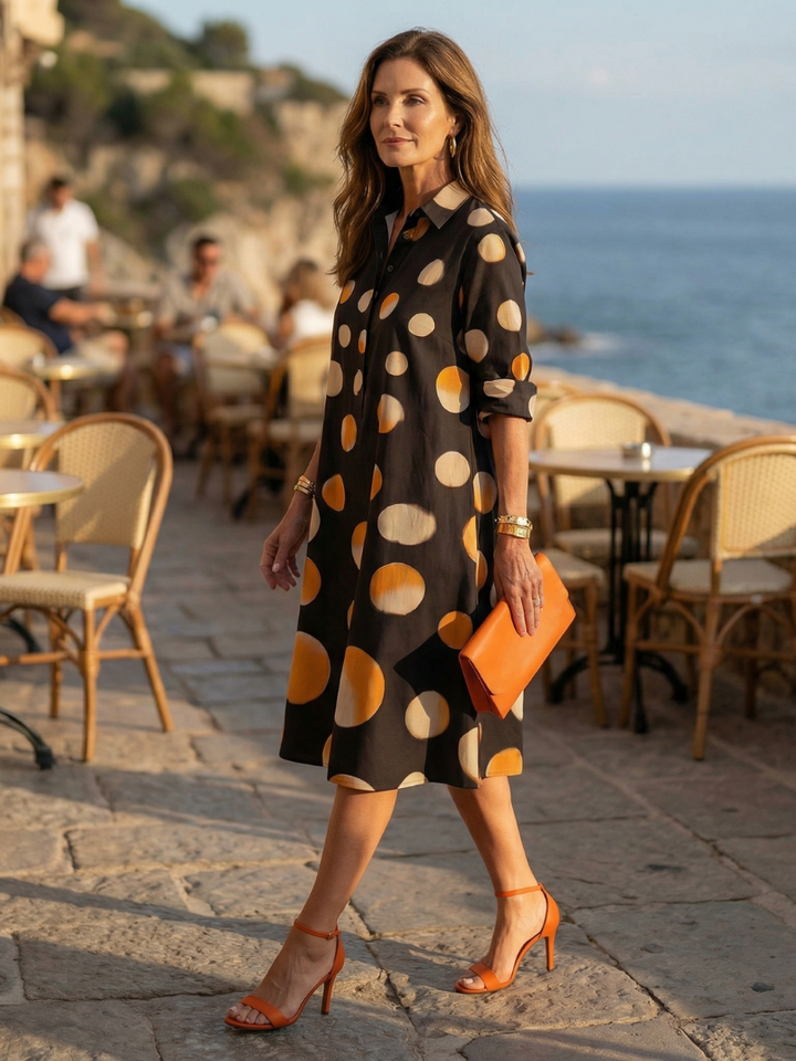 Verónica | Robe à pois en teintes de coucher de soleil