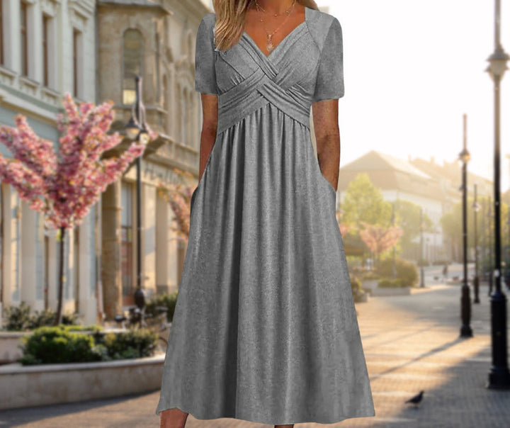 Amalia | Élégante robe midi à silhouette croisée
