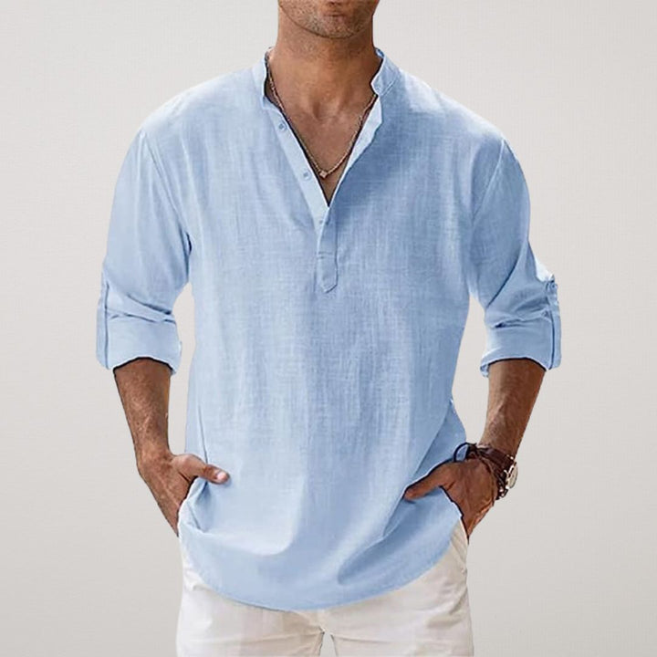 Ethan - Chemise Henley en coton effet lin