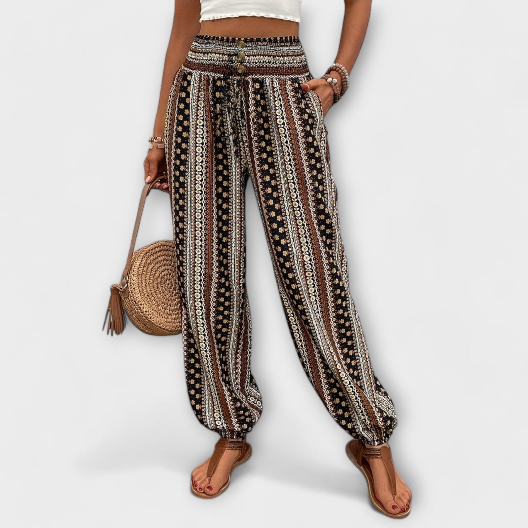 Scarlet - Pantaloni cu Design Etnic