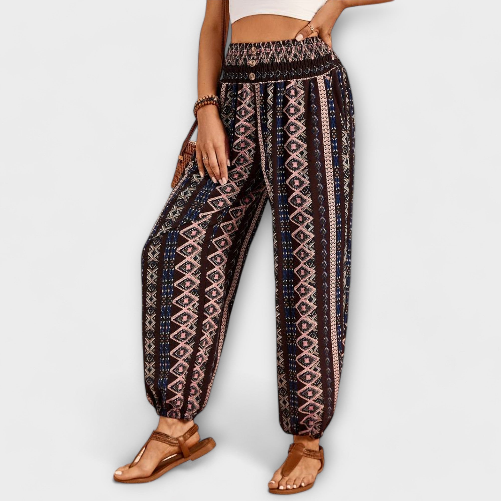 Scarlet - Pantaloni cu Design Etnic