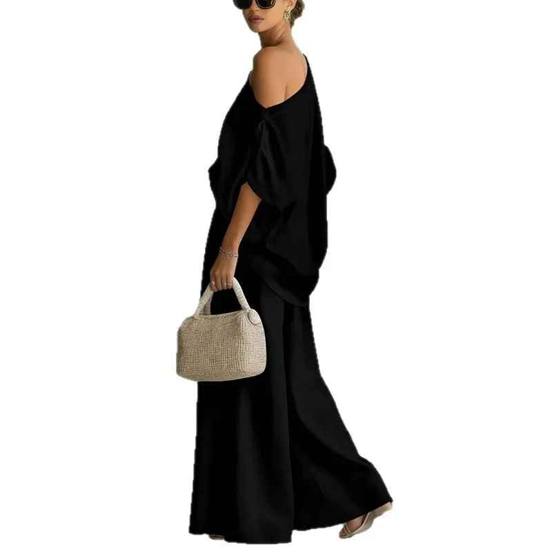 Lisa | Ensemble Doux Off-Shoulder avec Pantalons Ajustés