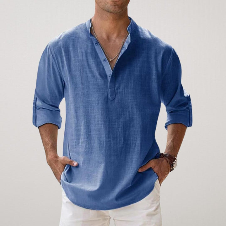 Ethan - Chemise Henley en coton effet lin