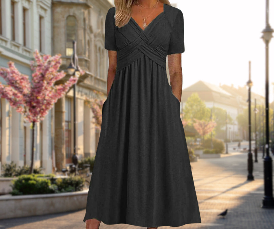Amalia | Élégante robe midi à silhouette croisée