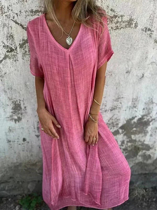 Marisol | Robe maxi évasée avec décolleté en V et tissu fluide