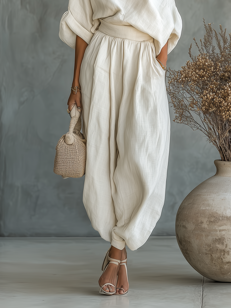 Lisa | Ensemble Doux Off-Shoulder avec Pantalons Ajustés