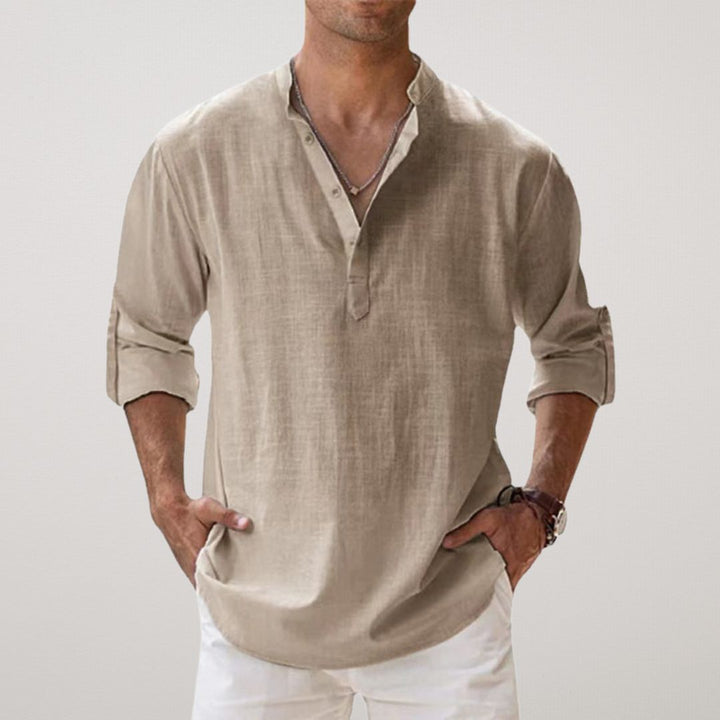 Ethan - Chemise Henley en coton effet lin