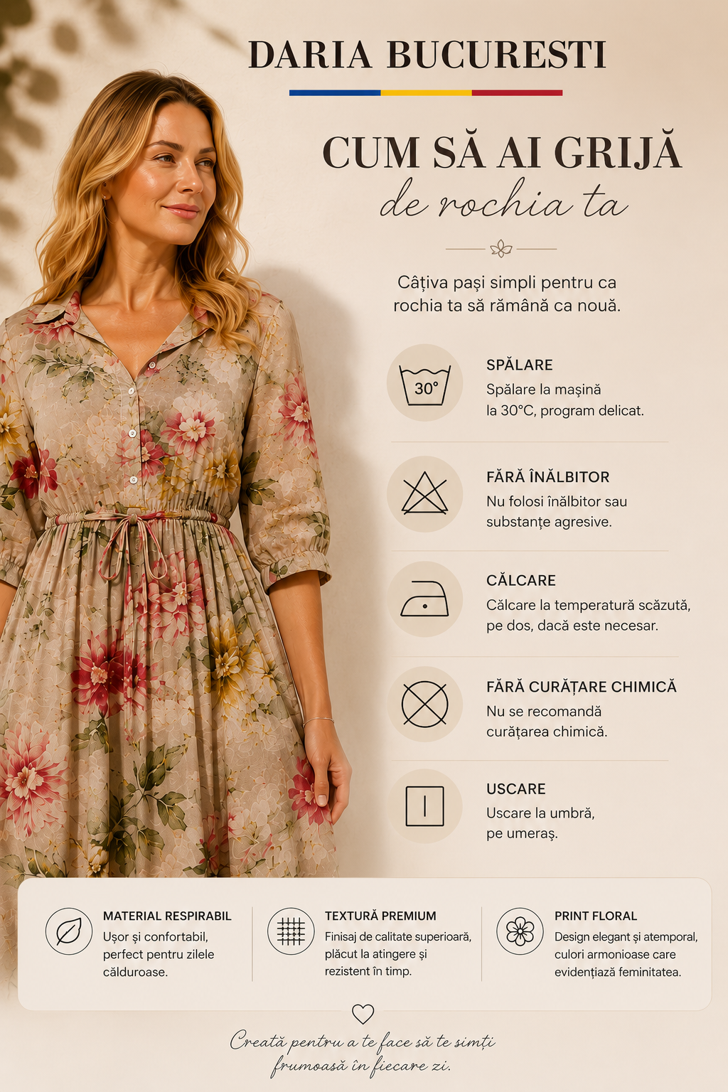 Estelle | Rochie cu Flori Sălbatice Elegante