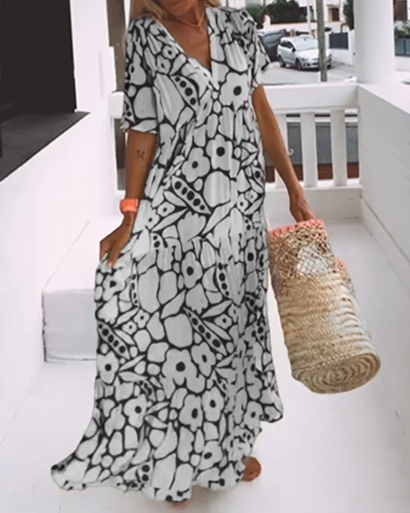 Sofie | Robe ample avec décolleté en V et imprimé
