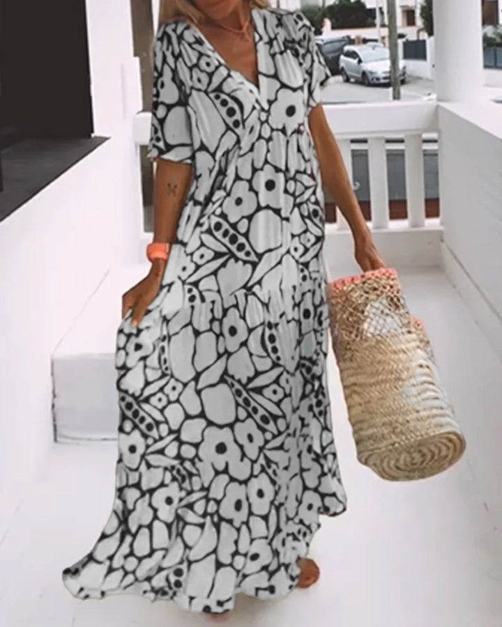 Sofie | Robe ample avec décolleté en V et imprimé