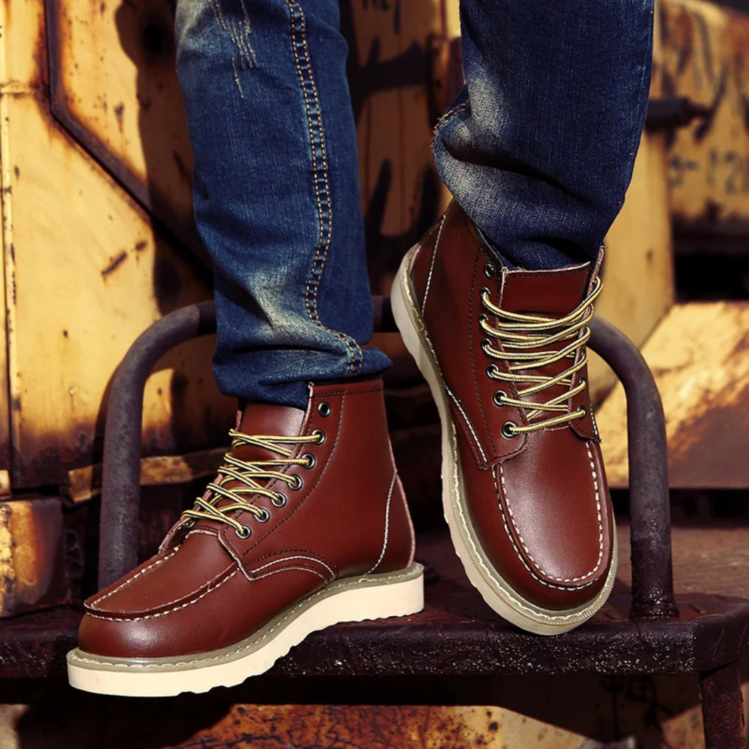 Cole | Botine din piele cu aspect vintage