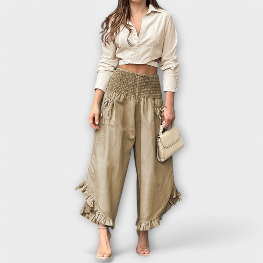 Jaya - Pantaloni Lejeri din In cu Detalii Trendy