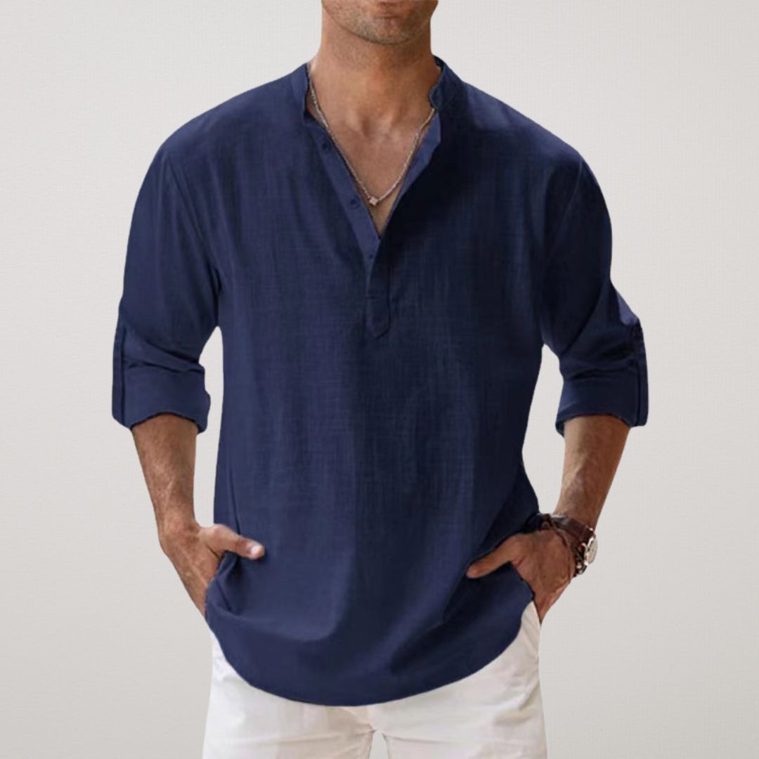 Ethan - Chemise Henley en coton effet lin
