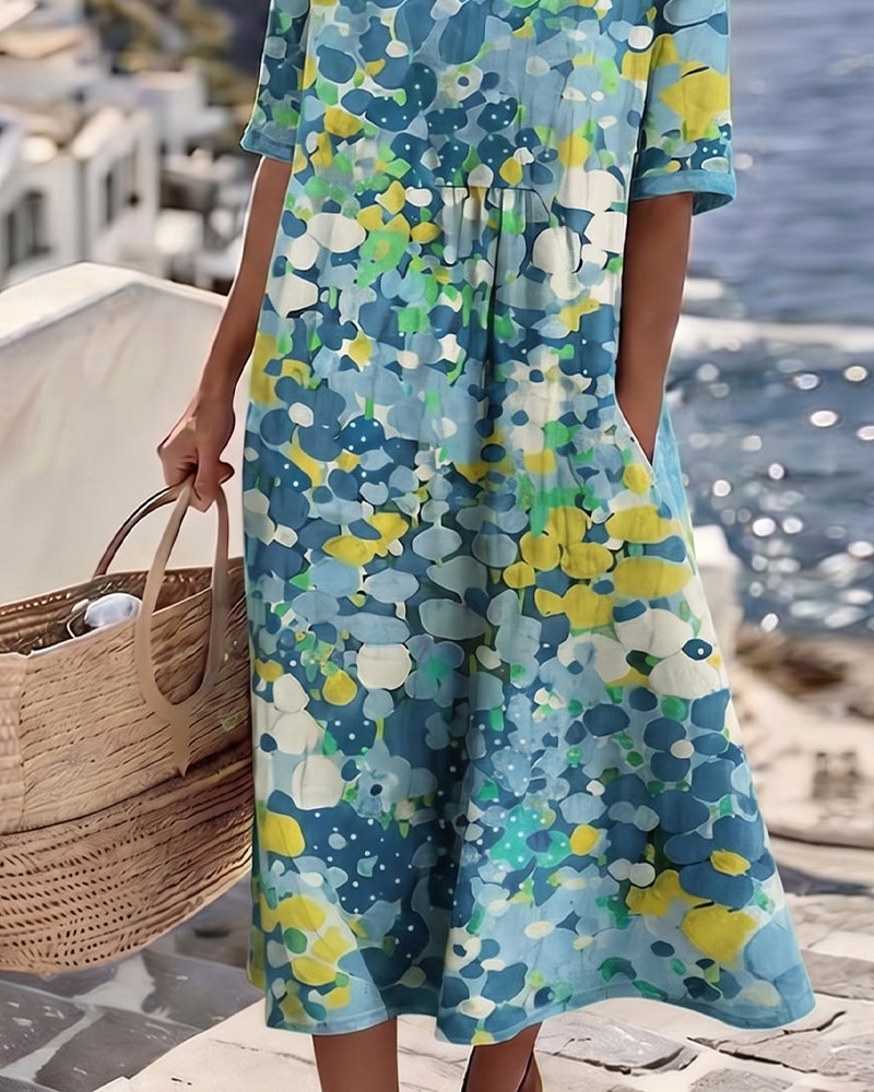 Flora | Ample Midi Robe à Motif Floral