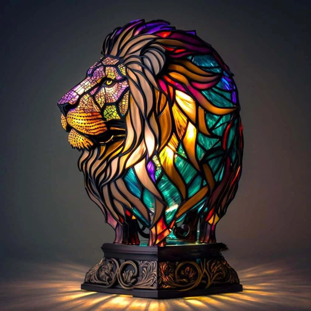 Lampe Hibou en Verre Coloré | Lampe de Nuit Artisanale en Mosaïque