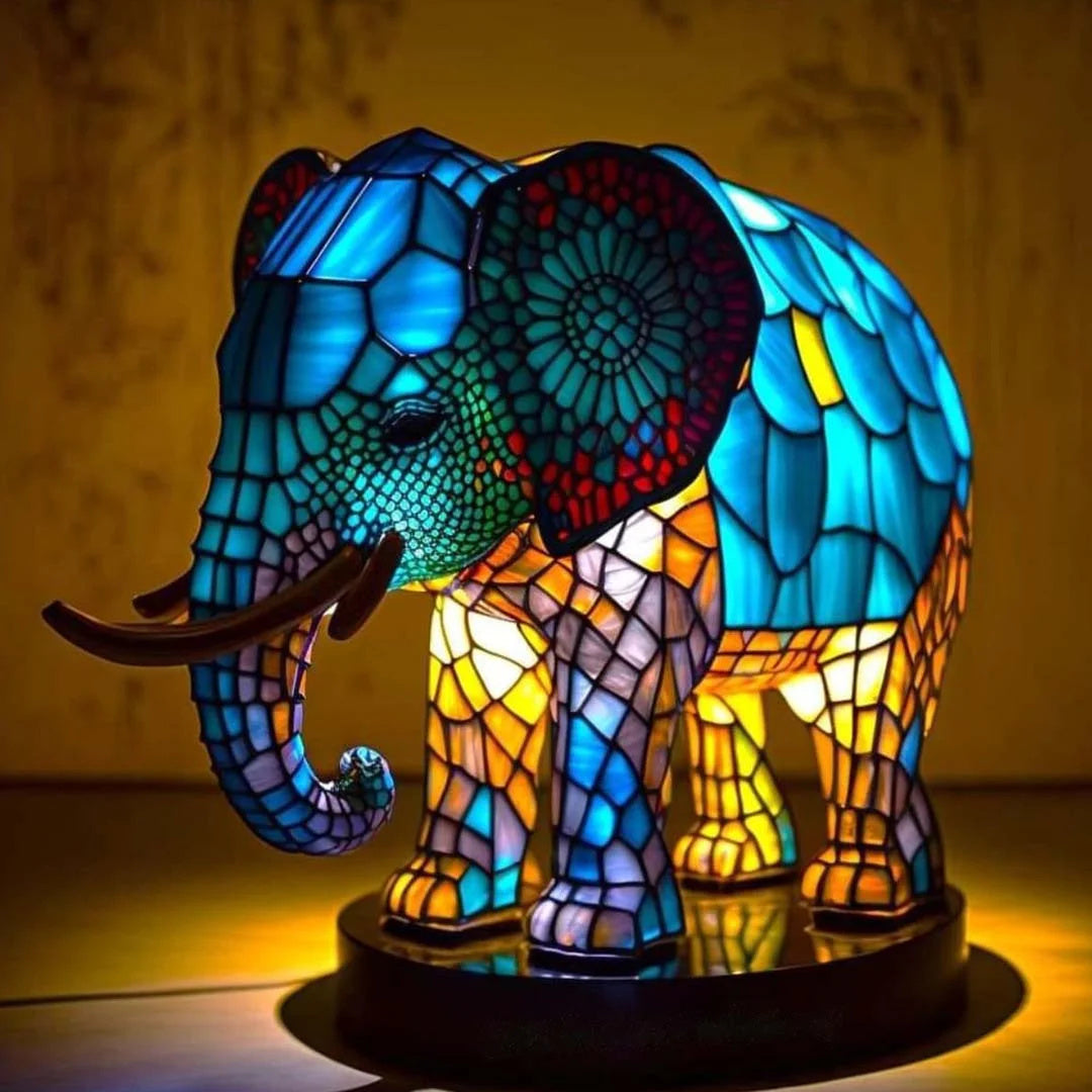 Lampe Hibou en Verre Coloré | Lampe de Nuit Artisanale en Mosaïque