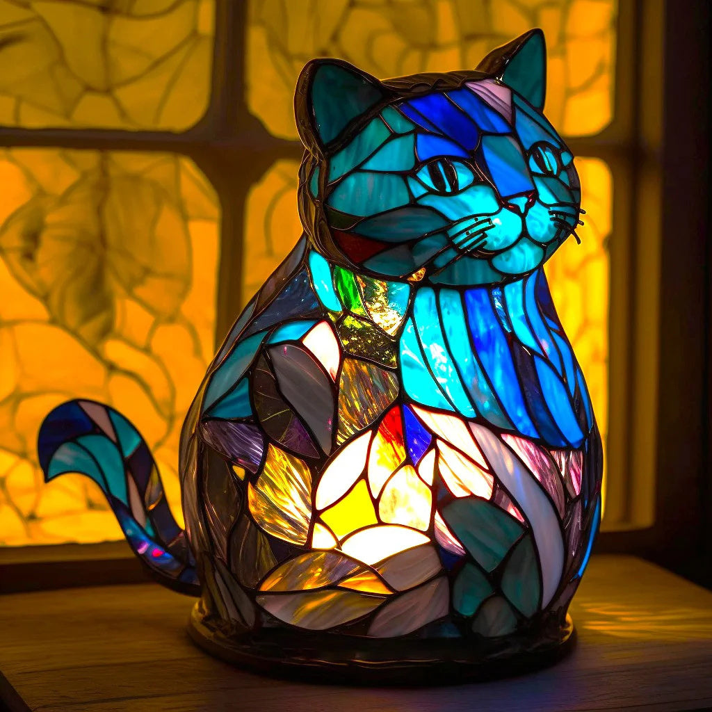 Lampe Hibou en Verre Coloré | Lampe de Nuit Artisanale en Mosaïque