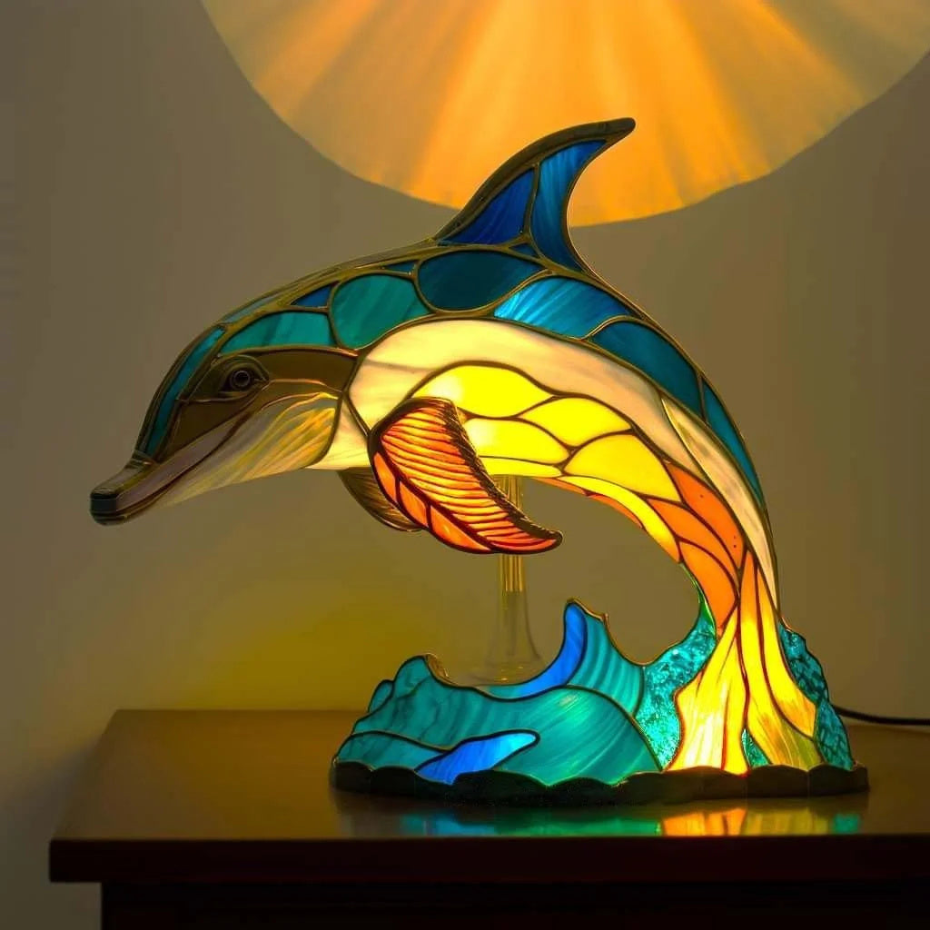 Lampe Hibou en Verre Coloré | Lampe de Nuit Artisanale en Mosaïque