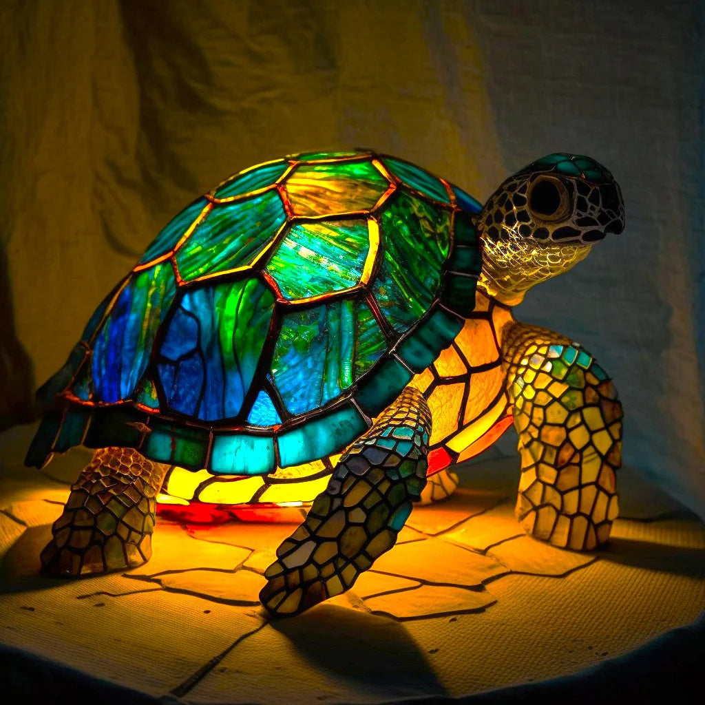 Lampe Hibou en Verre Coloré | Lampe de Nuit Artisanale en Mosaïque