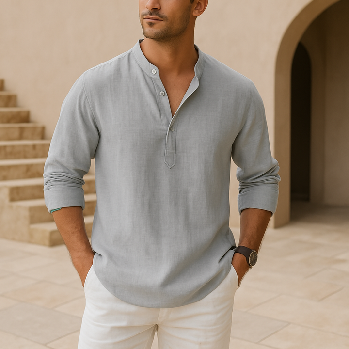 Ethan - Chemise Henley en coton effet lin