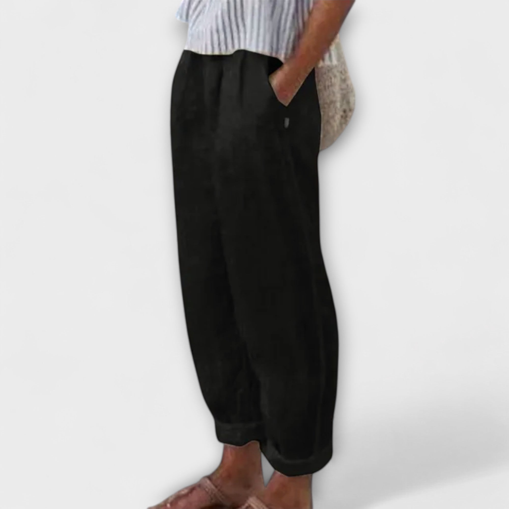 Klára - Pantaloni cu talie elastică și buzunare laterale