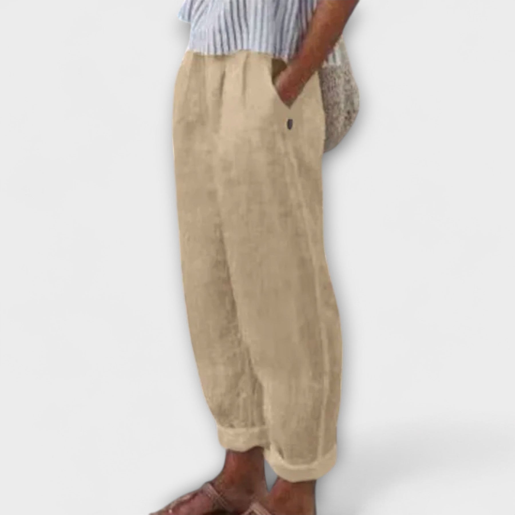 Klára - Pantaloni cu talie elastică și buzunare laterale